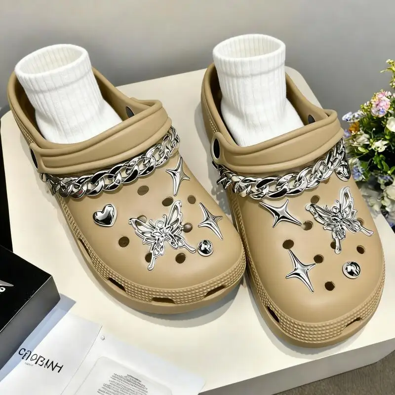 Punk-Metall-Sternketten-Clogs-Accessoires Sommer 2026 Unisex Luxus-Schmetterlings-Designer-Schuh-Charms-Set Paar-Schuh-Dekorationen