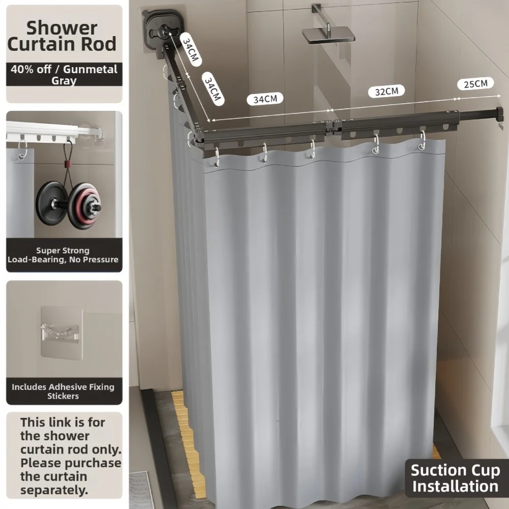 Kompaktes Design Faltbare Duschstange mit Saugnapfhalterungen Keine Wanddurchdringung Erforderlich für Apartmentfreundliche Installation