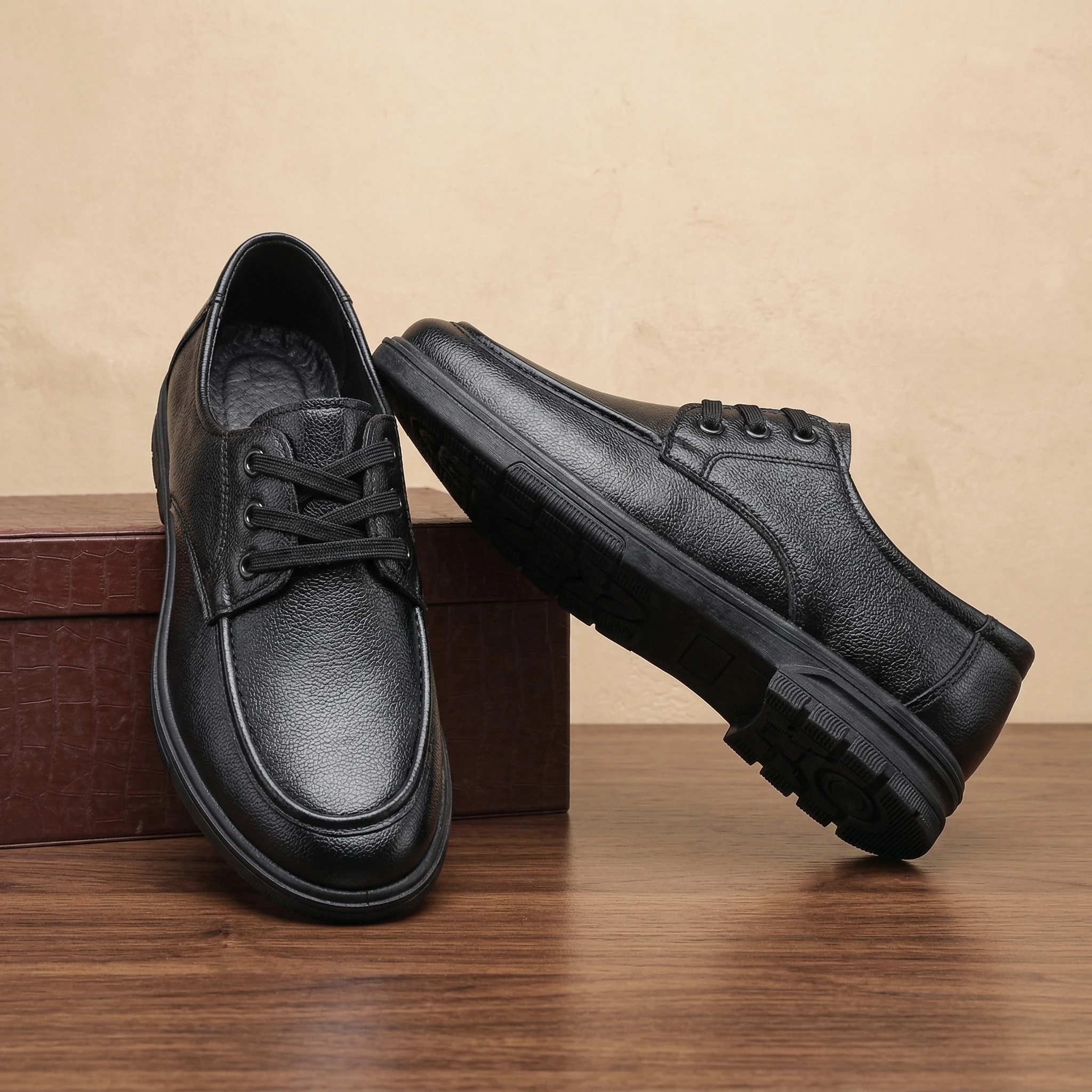 Herren Business Casual Schuhe Einfache Schnürschuhe Weiche Sohle Komfortable Büro Formelle Schuhe Image