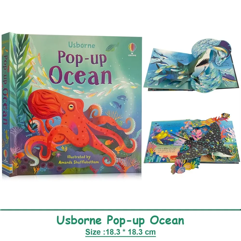 Usborne Pop Up Ocean 3D Flap Englisches Bilderbuch für Kinder, Baby, pädagogische Bücher für die Eltern-Kind-Interaktion, Lesebücher zum Schlafengehen Image