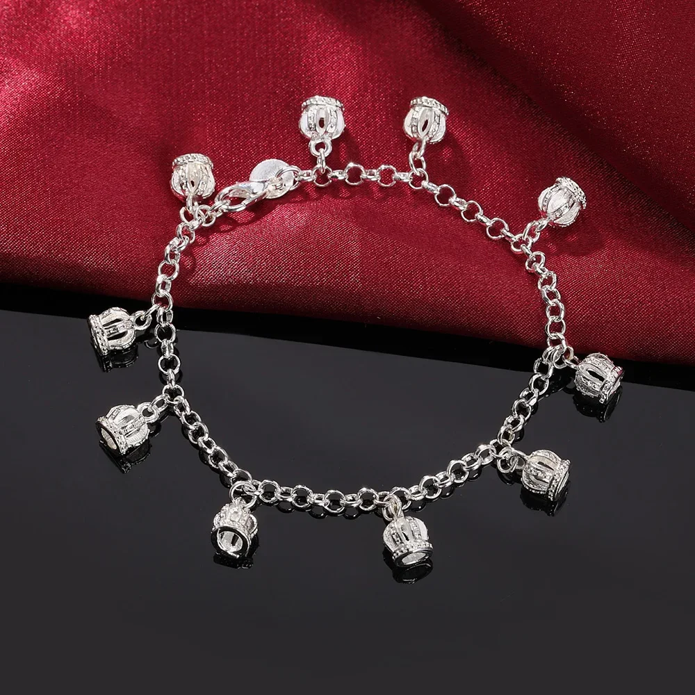 Charm-Armbänder aus 925er-Sterlingsilber für Damen, elegante Kronenkette, modisch, für Hochzeit, Party, Weihnachten, Geschenke, edler Schmuck Image