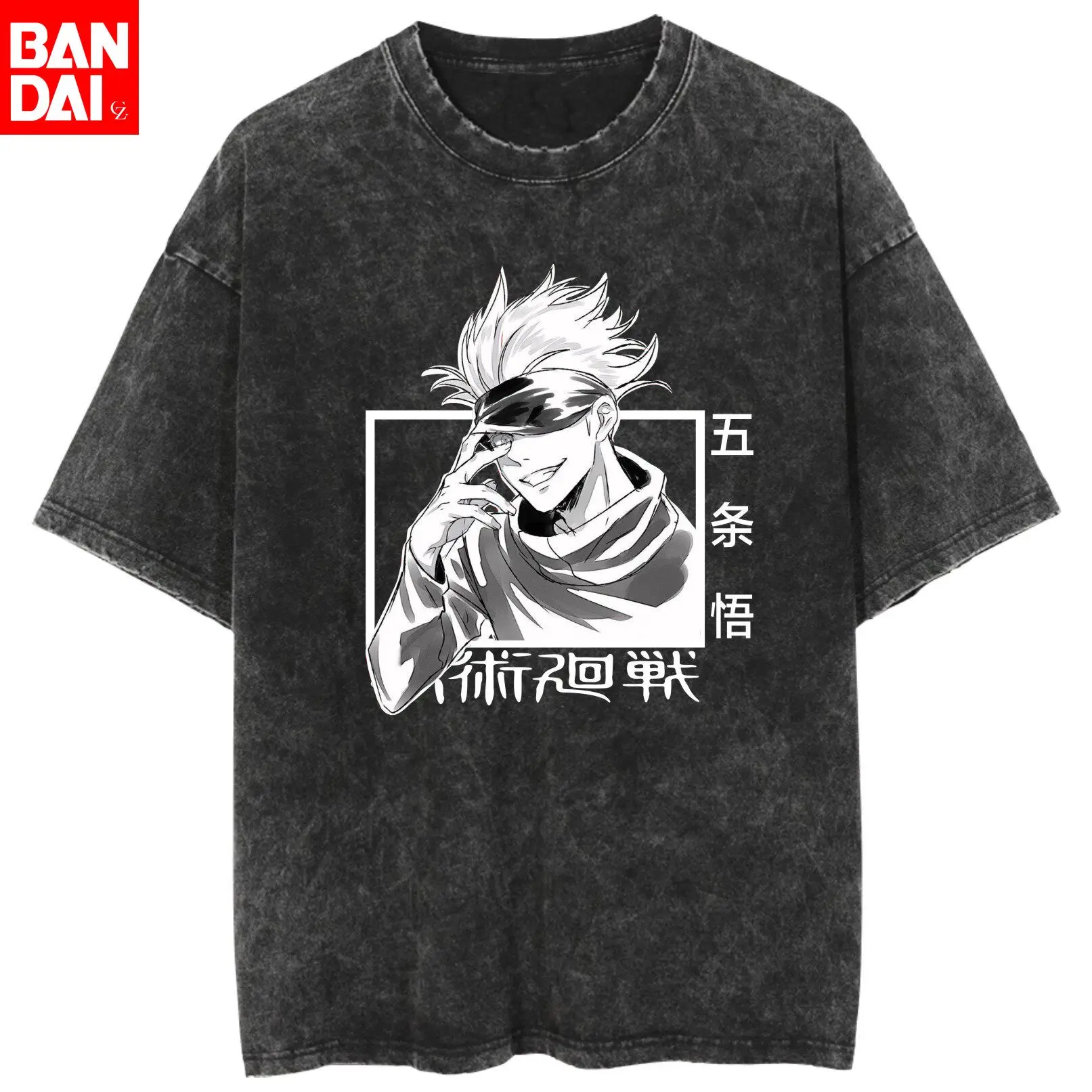 Jujutsu Kaisen Hauptfiguren Lässiges Streetwear Vintage Washed T-Shirt 2026 Oversized Streetwear Anime Grafik-T-Shirt für Herren und Damen Image