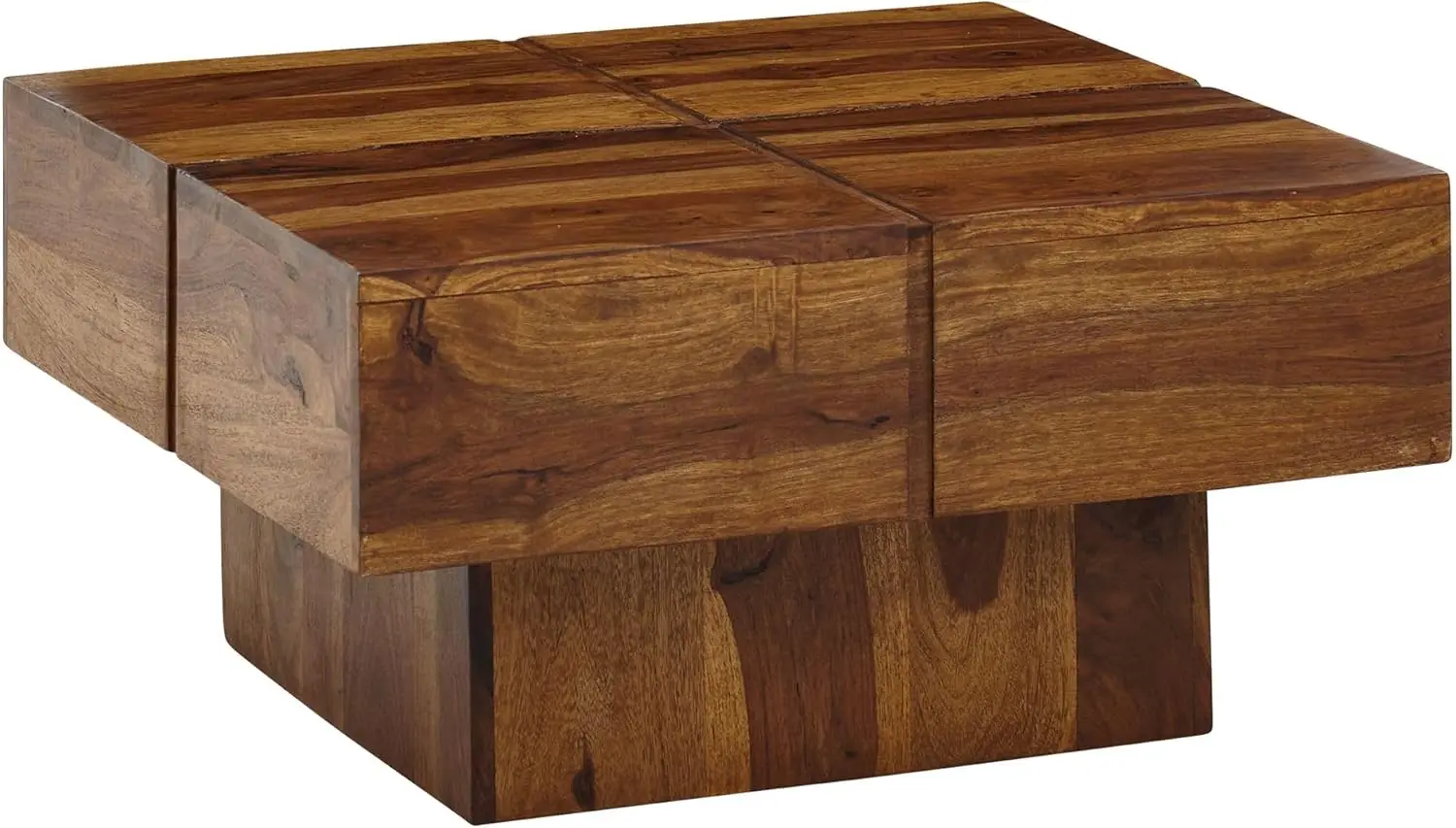 Couchtisch 57,5x57,5x30 cm Sheesham Massivholz Sofatisch Quadratisch, Design Wohnzimmertisch Kaffeetisch Massiv, Kleiner Tisch Image