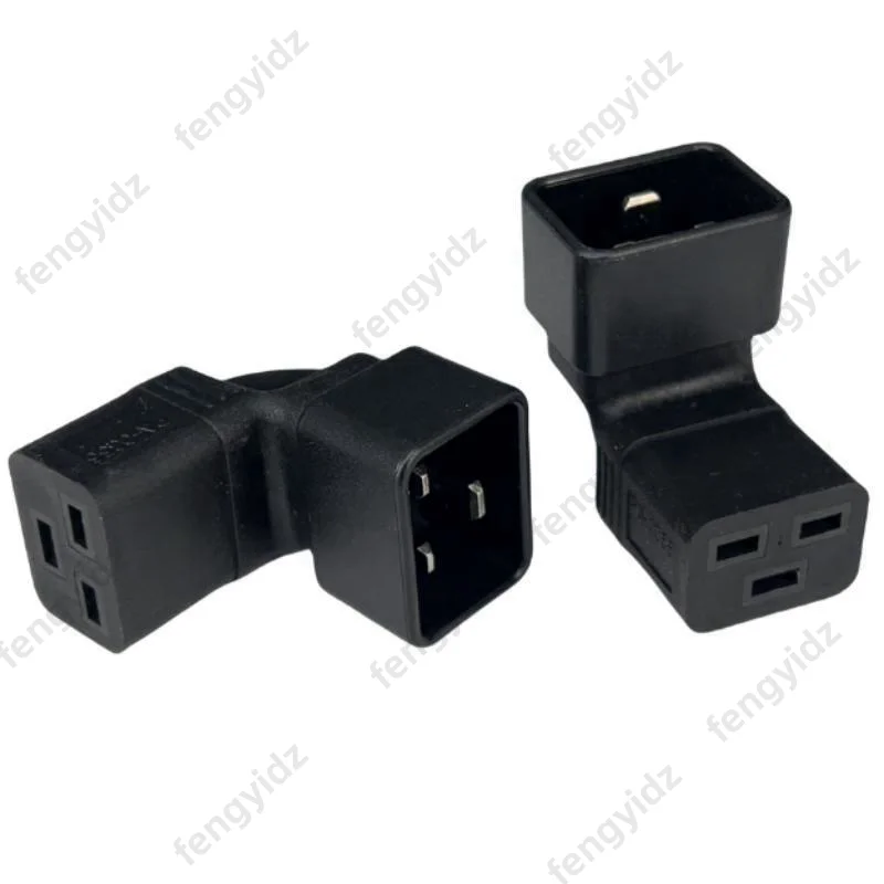 fengyidz IEC 320 C20 auf C19 rechtwinkliges Netzteil, 16 A IEC 3-poliger/Loch-Stecker auf Buchse-Adapter 16 A/250 V Image