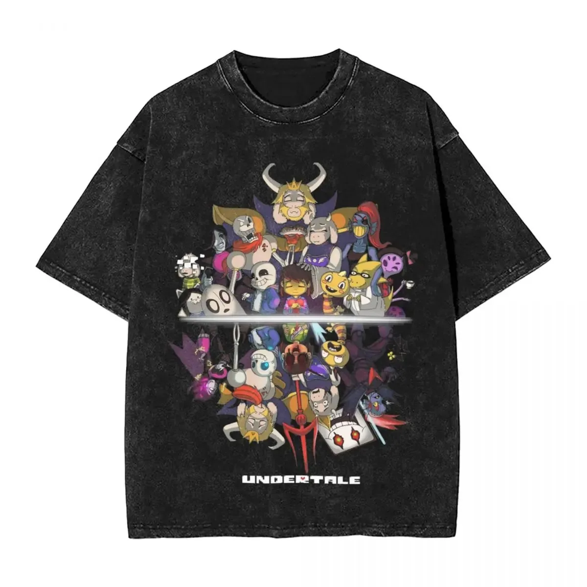 Bestseller PS-Spiel Undertale Sans Papyrus Grafik-Print Vintage Washed T-Shirt für Männer und Frauen Baumwolle Mode Sommer Übergroßes Oberteil