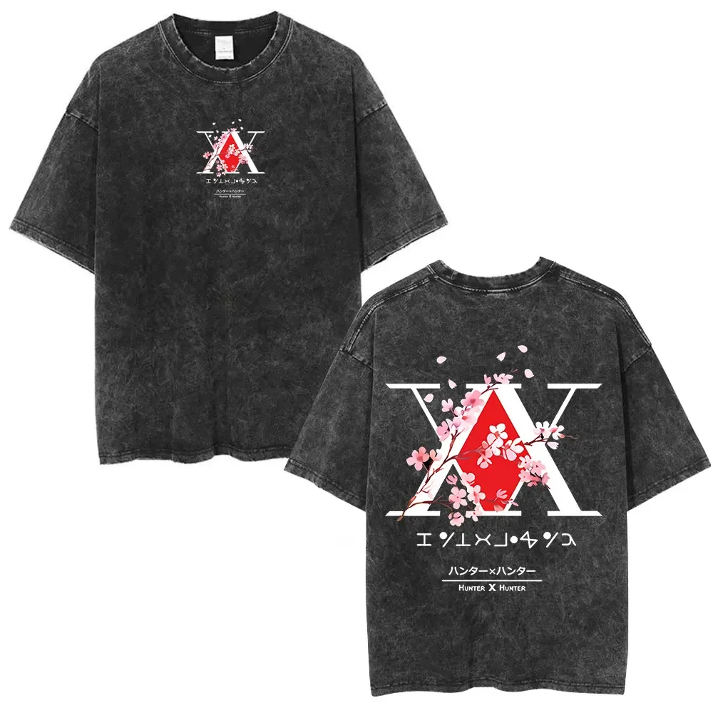 Anime Hunter X Hunter Phantom Troupe bedrucktes T-Shirt für Herren und Damen, gewaschenes T-Shirt, hochwertiges Vintage-T-Shirt aus Baumwolle