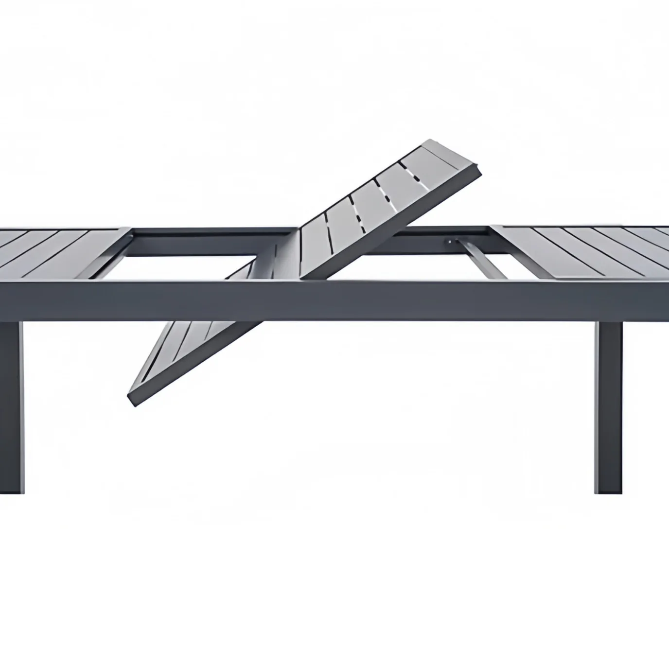 Outdoor-Stretch-Tisch aus Aluminiumstreifen, Teleskoptisch für den Außenbereich, Esstisch mit Aluminiumrahmen im Freien, Garten im Freien Image