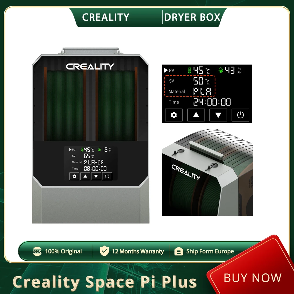 Creality Space Pi Plus Filament-Trocknerbox für 3D-Drucker, 2 Rollen Kapazität, PTC 360-Grad-Heißluftheizung, 48-Stunden-Timer, LCD Image