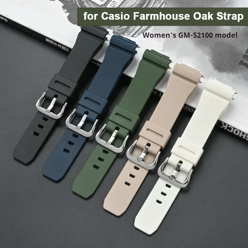 16 mm Gummi-Silikonarmband für Casio G-SHOCK GM-S2100 Damen, konvexer Schnellverschluss, wasserdichtes Uhrenarmband, Armband-Zubehör, 16 mm Image