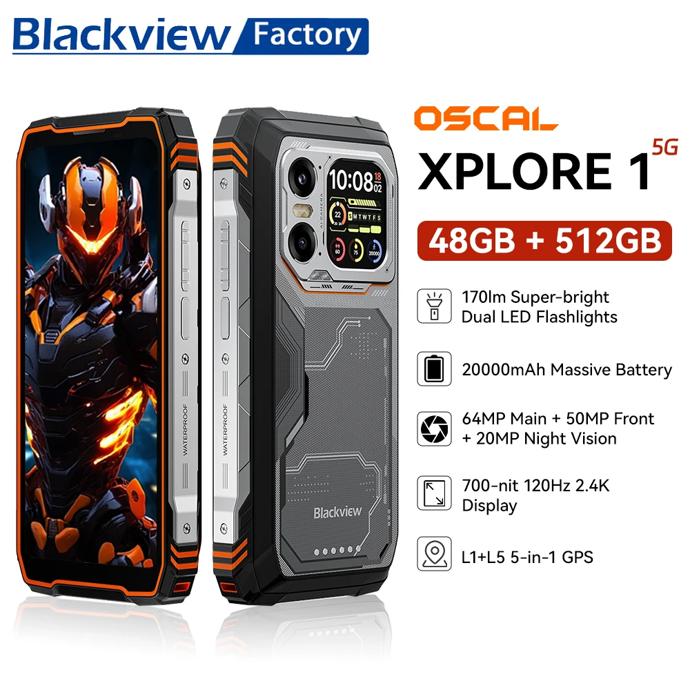 Blackview XPLORE 1 Robustes Telefon 6,78 Zoll 2,4K Display Anruftelefon 6 GB + 512 GB 20000 mAh Smartphone Android 15 NFC Telefon Tragbar Image