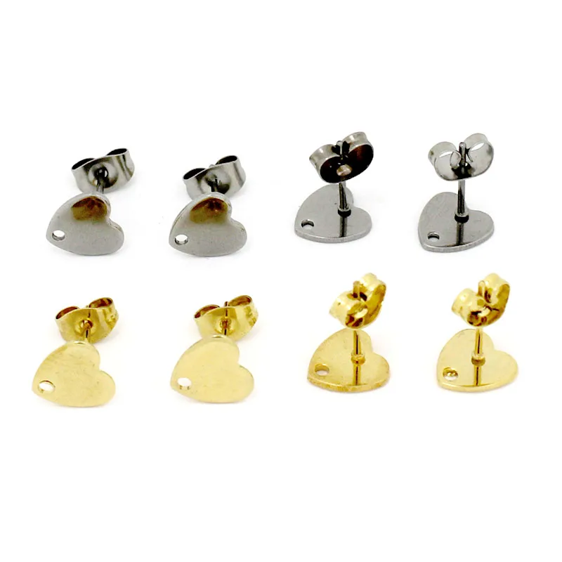 20 Stück Edelstahl Herz-Ohrstecker-Rohlinge mit Ohrstecker-Verschlüssen für DIY Schmuckherstellung Zubehör Image