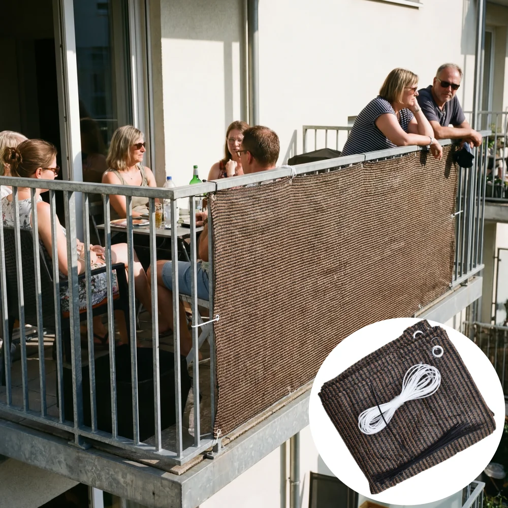 Sichtschutz-Balkonzaun Garten-Schattennetz für Terrasse Außenbereich-Schutz vor Wind, Sonne und Staub mit Ösen und Kabelbinder Image