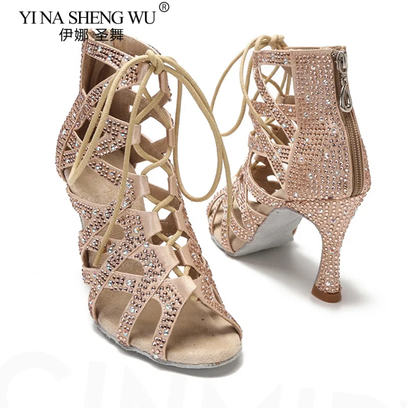 Latin Dance Stiefel Sexy Bauchtanz Schuhe hohe qualität Strass Pole Dance Schuhe Atmungsaktive Weiche Sohle Frauen Tanz Heels