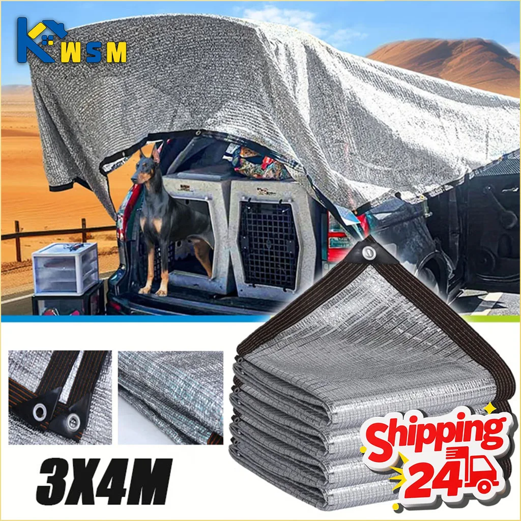 Verstärktes Aluminium-Sonnenschutznetz mit verstärkten Kanten und Ösen, hitzebeständig für Carport, Wintergarten, UV-Schutz im Freien Image