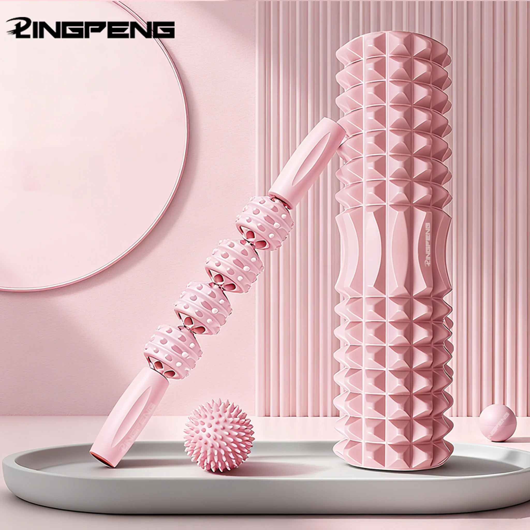 3D-Diamant-Schaumstoff-EVA-Massagerolle, hohle Yoga-Säule, Fitnessgerät für Muskelphysiotherapie und Sportrehabilitation Image