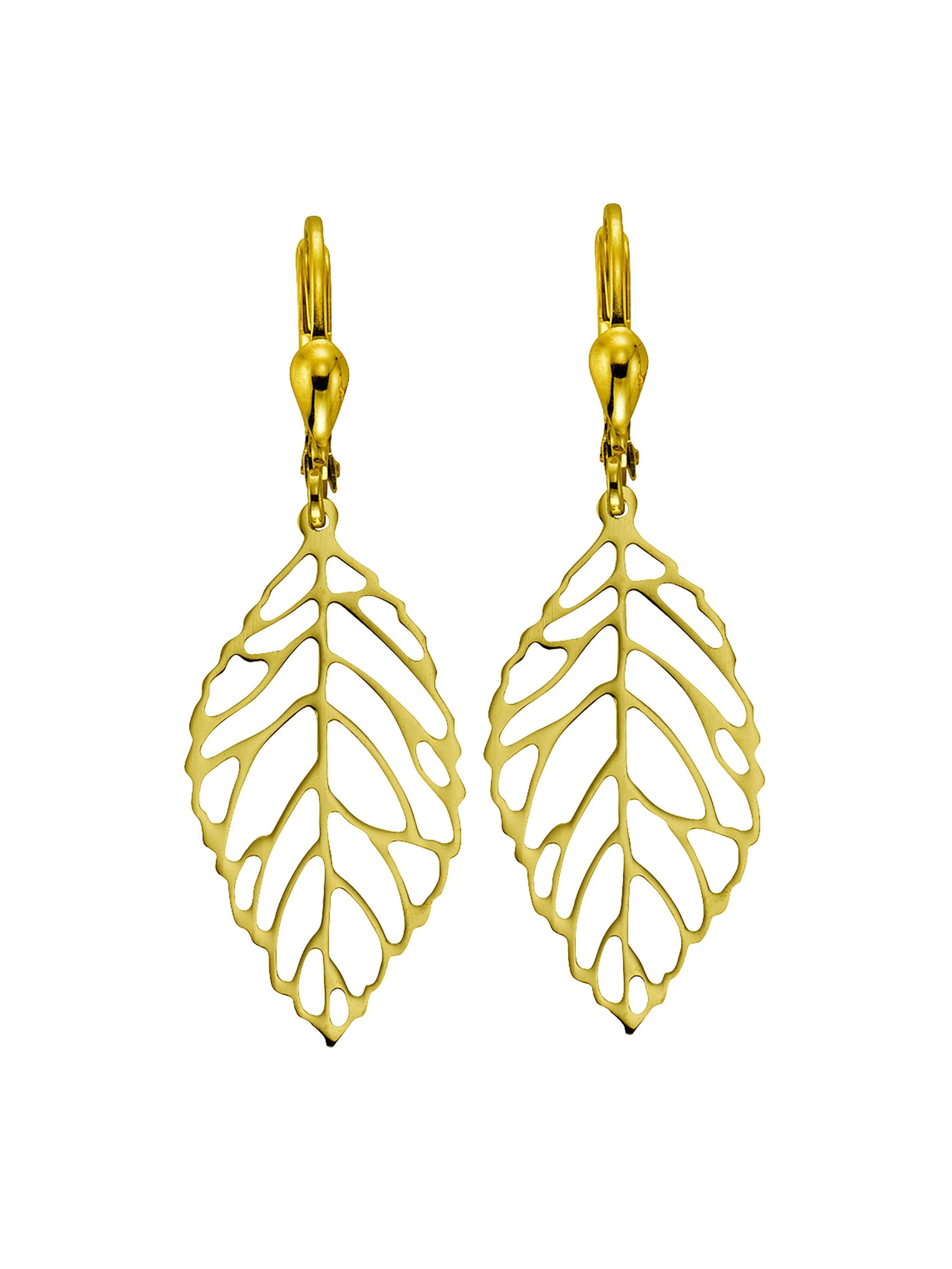 Fascination by Ellen K. Ohrhänger 333 Gold Blattmotiv 42mm lang