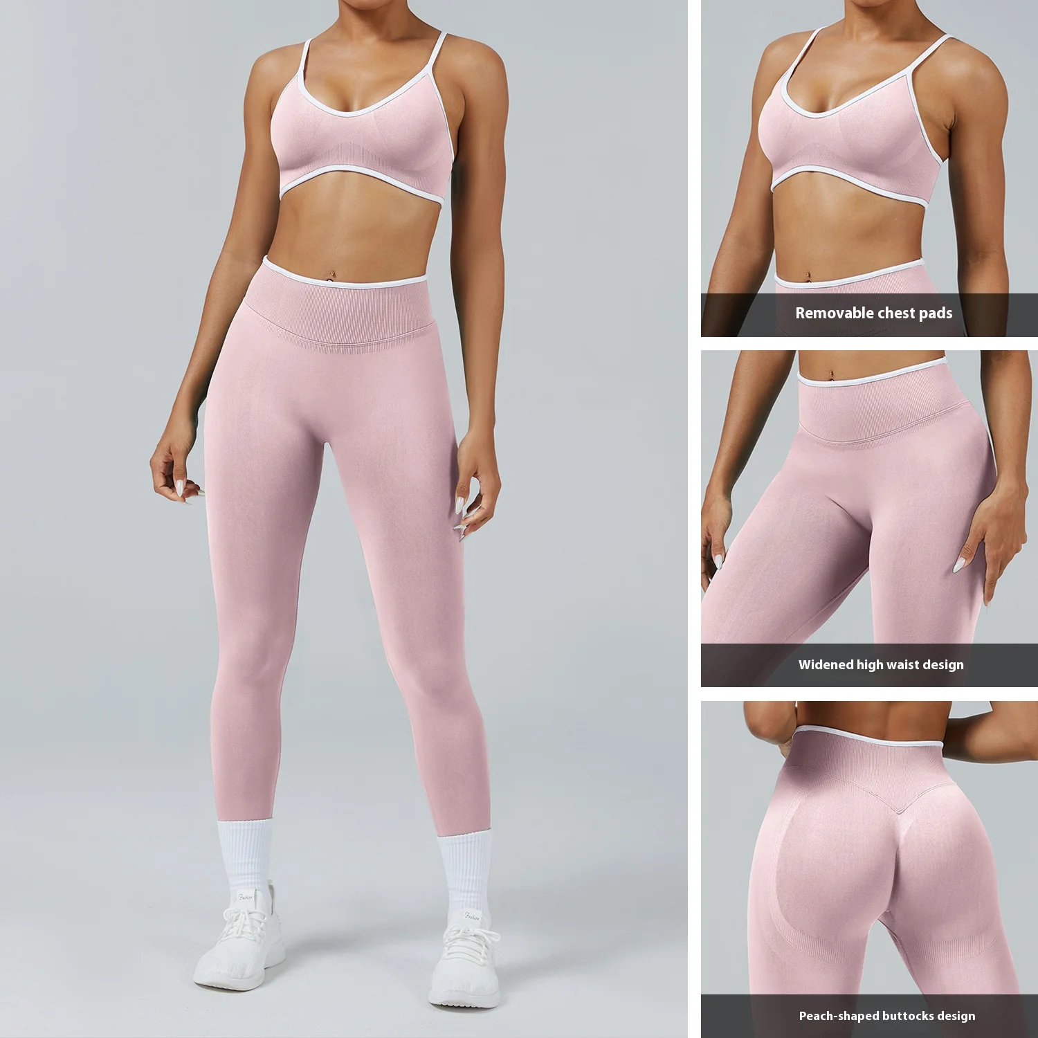 Ensemble de yoga pour femmes, couleur contrastée, soutien-gorge de sport et short taille haute, lifting des fesses, contrôle du ventre, entraînement, gym, fitness, course à pied, vêtements de sport