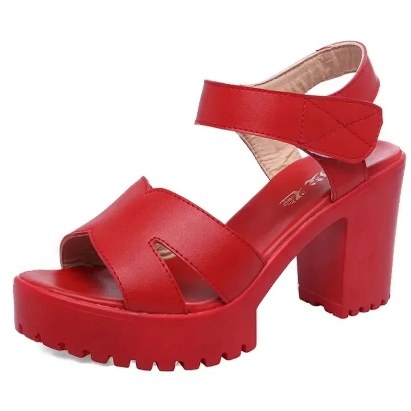 Small Size 32-43 Summer Block High Heels Wedding Shoes Bride Platform Sandals 2024 Women's Thick Bottom Sandals for Office Model