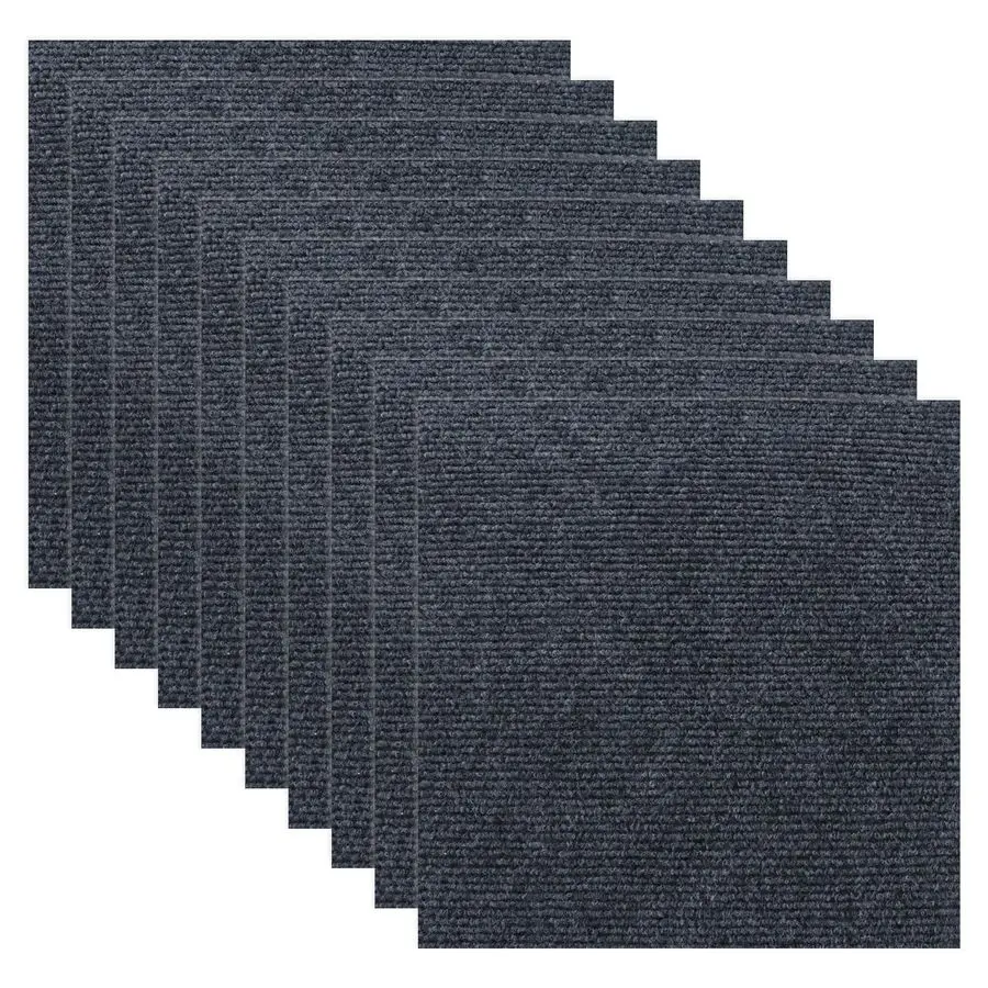SelfAdhesive Grey Carpet Tiles, 30 x 30cm AntiSlip Durable Square Flooring, Easy Peel and Stick Carpet for Office, Living Room,