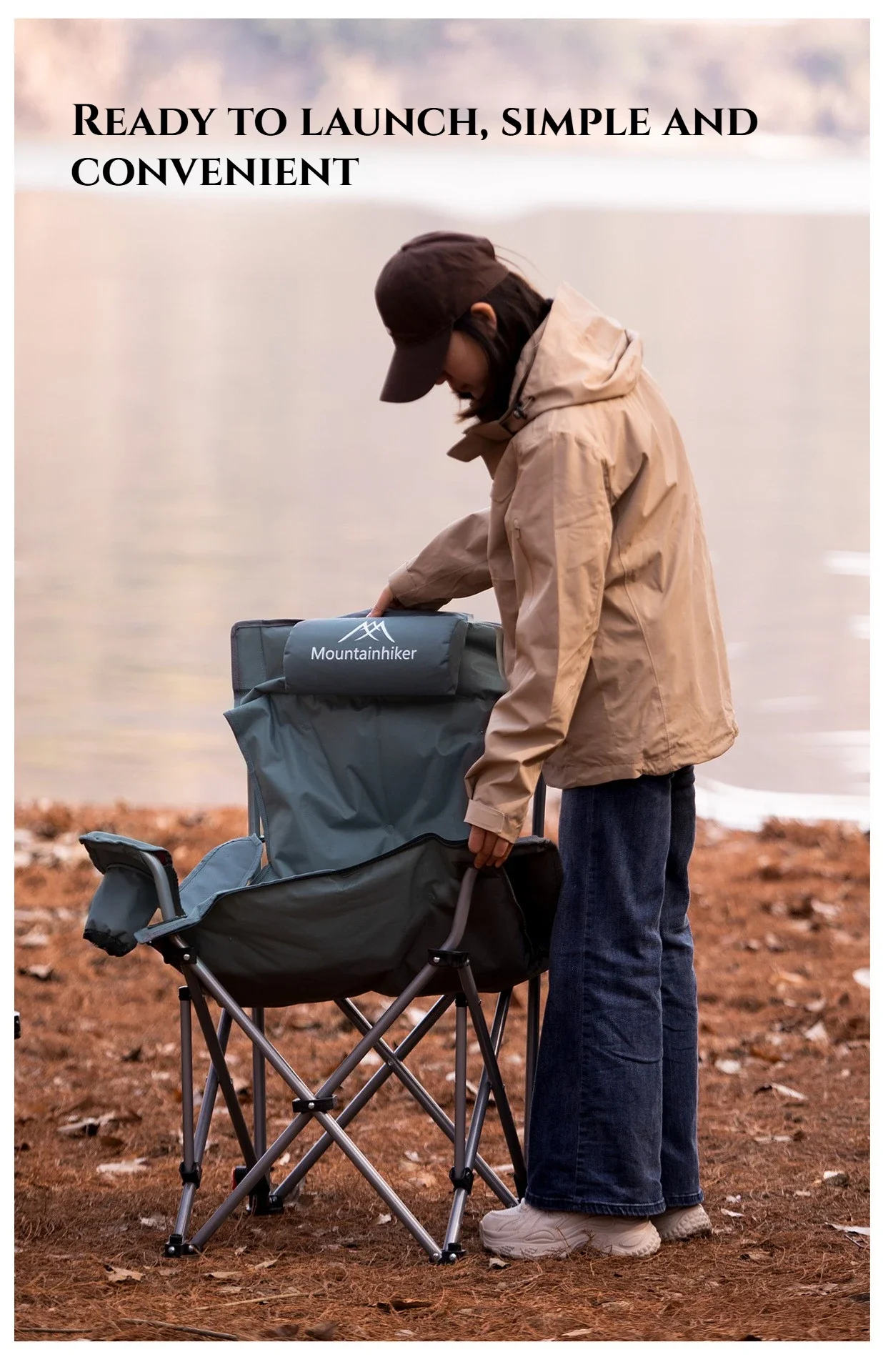 MOUNTAINHIKER 2-in-1 Klappbarer Campingstuhl Leichter Liegestuhl mit Verstellbarer Rückenlehne & Fußstütze für den Strand