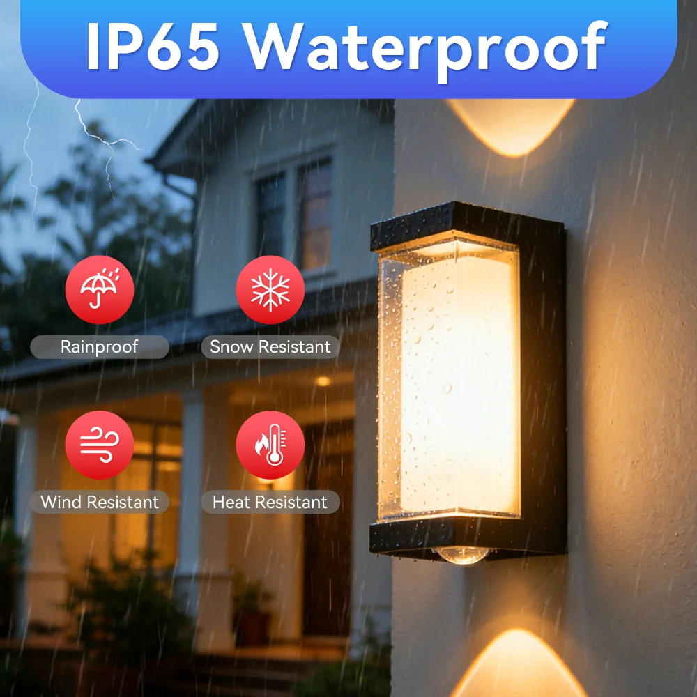 LED-Außenwandleuchte, wasserdicht, IP65, 220 V, LED-Außenwandbeleuchtung für Veranda, Balkon, Garten, Lichter, Wandleuchte, Dekor, 12 W