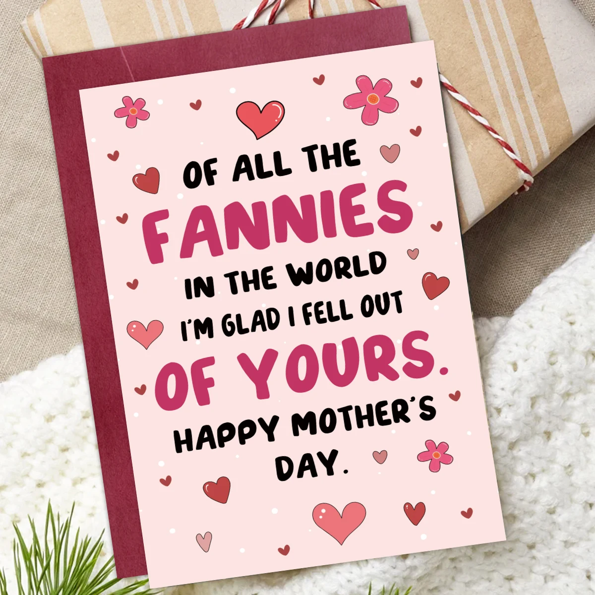 1 Stück rosa lustige Muttertagskarte für Mama (Karte + Umschlag) – humorvolles Grußtext-Design, Geschenk zum Muttertag, Geburtstag Image