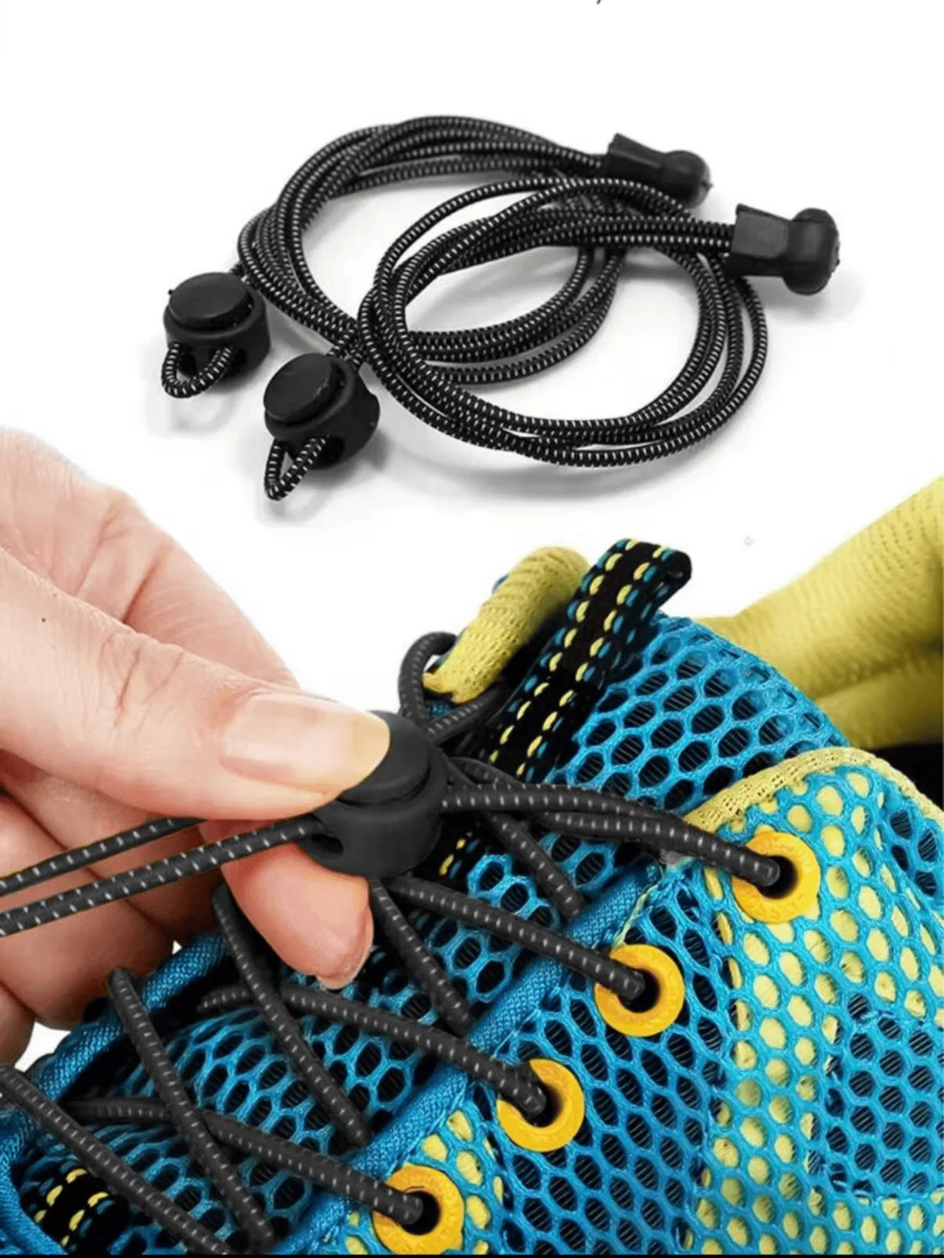 1 Paar elastische Schnürsenkel mit Schnallen, schwarze Schnürsenkel ohne Binden, geeignet für Sportschuhe, Freizeitschuhe, weiße Schuhe