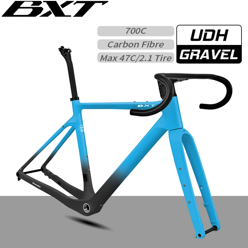 BXT 700C UDH Carbon-Gravelbike-Rahmen Gravel-Lenker Steckachsen-Rennradrahmen Vollständig integrierte Kabelführung Fahrradrahmen Image