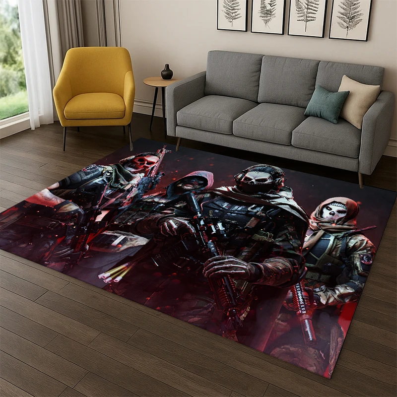 Call of Duty COD War Game Cartoon-Teppich für Schlafzimmer, Wohnzimmer, Sofa, Spielzimmer, Fußmatte, Heimdekoration, Kinderteppich, rutschfest
