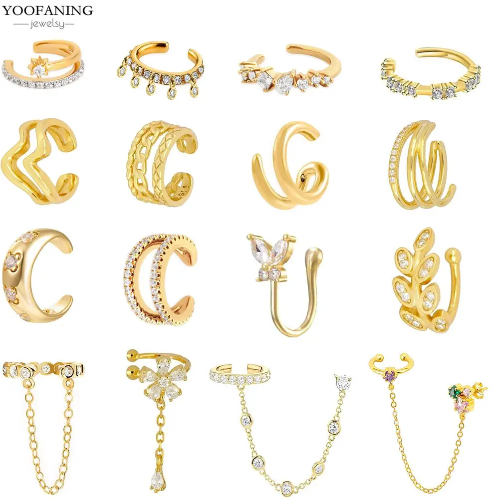 1PC 2025 Heißer Verkauf Heißer Verkauf Kristall frauen Ohr Clip Retro 24k Gold Unregelmäßige Ohrringe Exquisite schmuck Geschenk Party Hochzeit Image