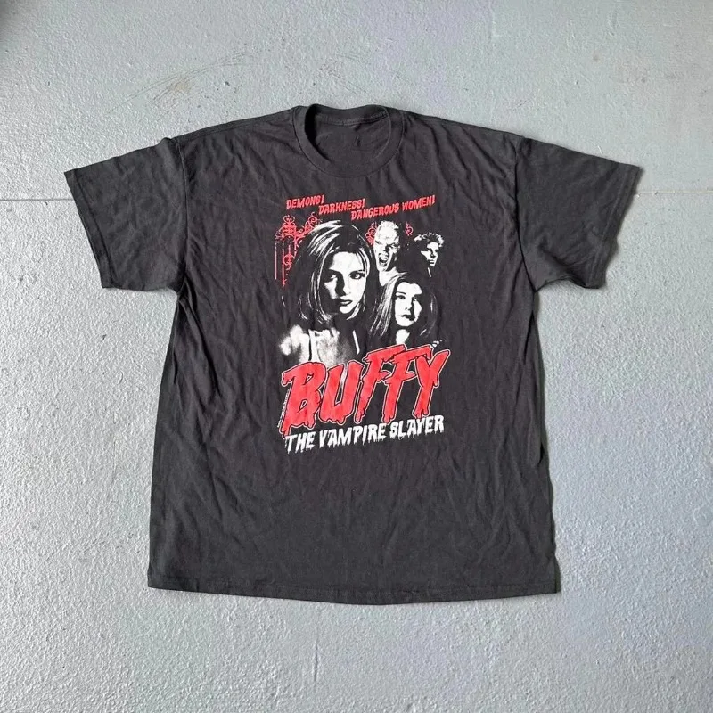 Vampire Hunter Buffy T-Shirt, Damen-T-Shirt für Film- und Fernseh-Merchandise, Sommer, neues Retro-Unisex-Casual-Mode-T-Shirt Image