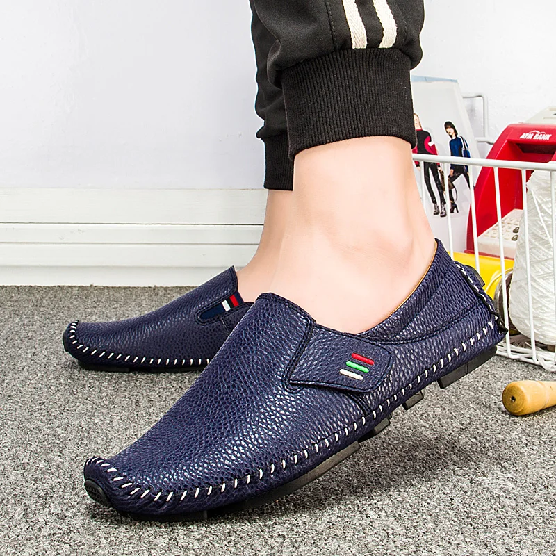 Modische Mokassins für Herren, Loafer, Sommer-Wanderschuhe, atmungsaktive Freizeitschuhe, Herren-Schuhe mit Klettverschluss, Bootsschuhe, flache Herrenschuhe Image