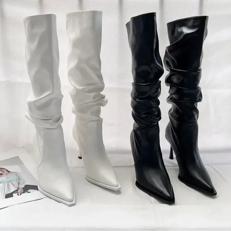 Sexy Winter Frauen Hohe Stiefel Mode Spitz Stiletto Ferse Lange Stiefel Damen Elegante Kniehohe Stiefel Schuhe Botas De Mujer