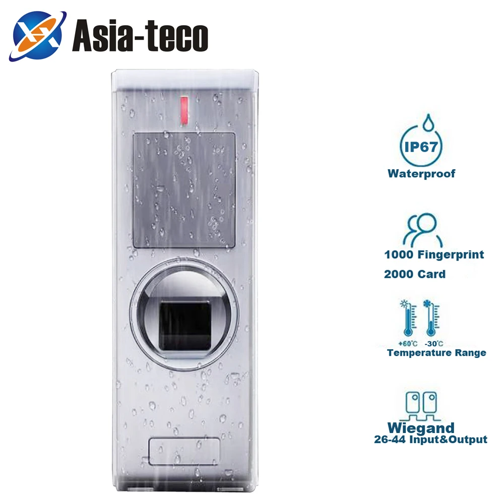 IP67 Wasserdichte Metall Biometrische Fingerprint Access Control System Rfid 125khz Reader Tür Access Control 2000 Benutzer Image