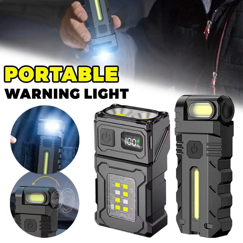 Multifunktionale LED-Taschenlampe mit einstellbarem Winkel, tragbare Mini-Arbeitsleuchte mit Magnet, USB wiederaufladbar, Camping-Notfalllampe, 1 Stück Image