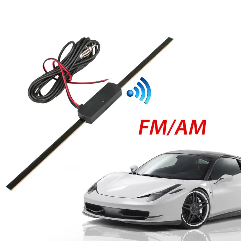 Auto bin FM Radio Antenne Signal verstärker Booster 12V Universal Windschutz scheibe Auto elektronische Radio Antenne Booster Außen teile Image