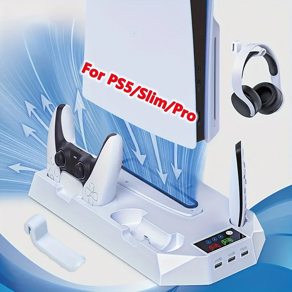 Vertikaler Kühlständer mit Dual-Controller-Ladestation für PS5/PS5 Slim/PS5 Pro Konsole Image