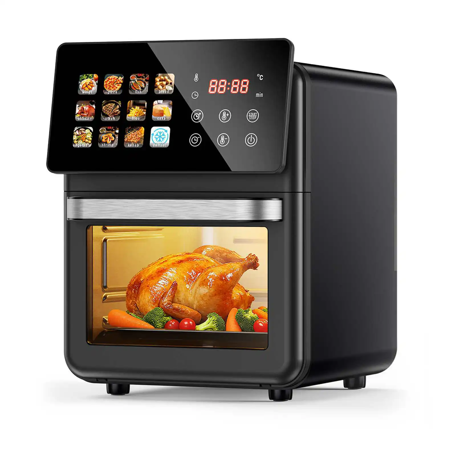 10L Heißluftfritteuse mit Touchscreen, Sichtfenster, 12 Programme, 80-200°C Timer, 1200W Airfryer ohne Öl, Schwarz Image