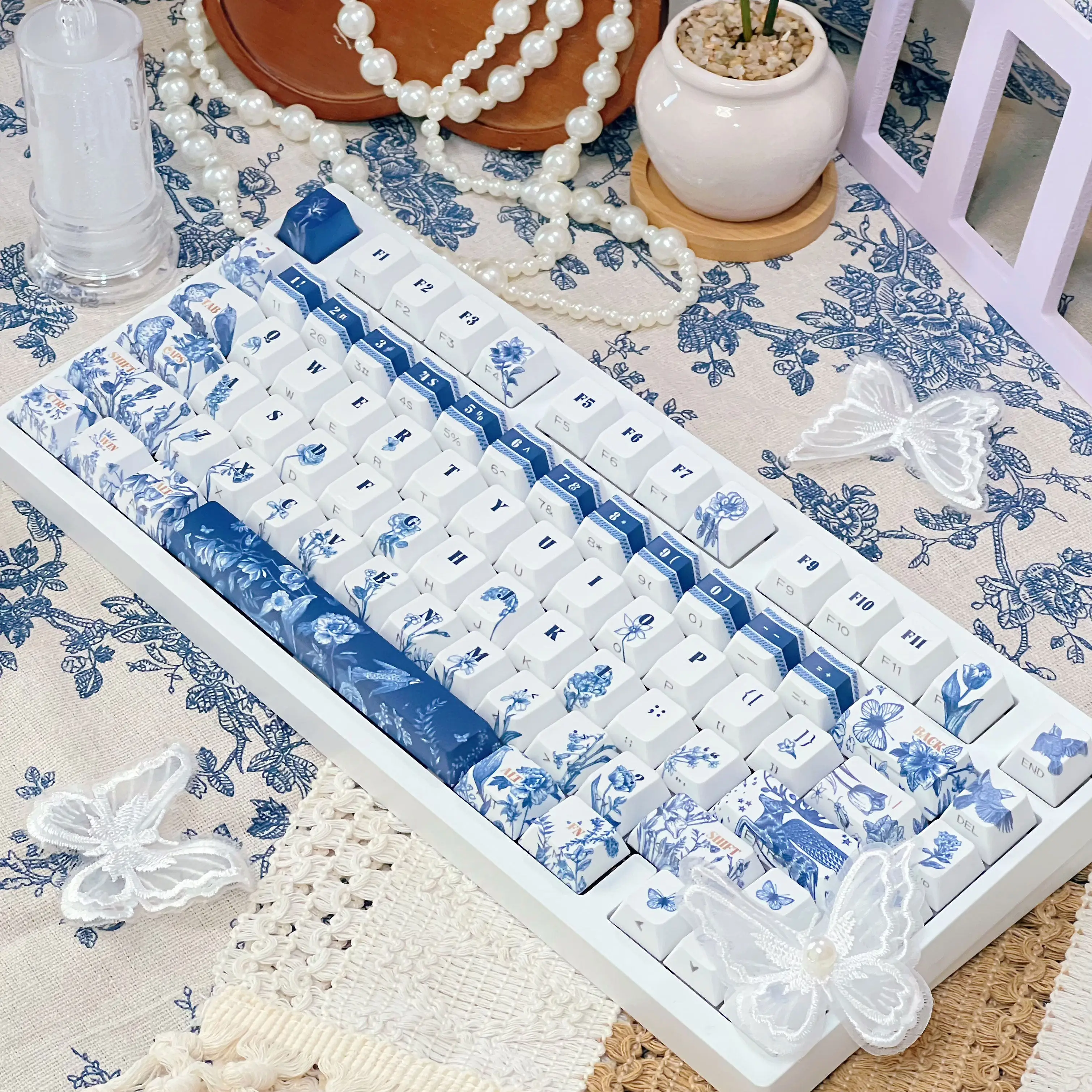 Chinesische Retro-5 Side Dye Sublimation PBT Tastenkappe 120 Tasten Kirschprofil Seite bedruckte RGB-Tastenkappen mit Hintergrundbeleuchtung für MX Switches Tastatur Image