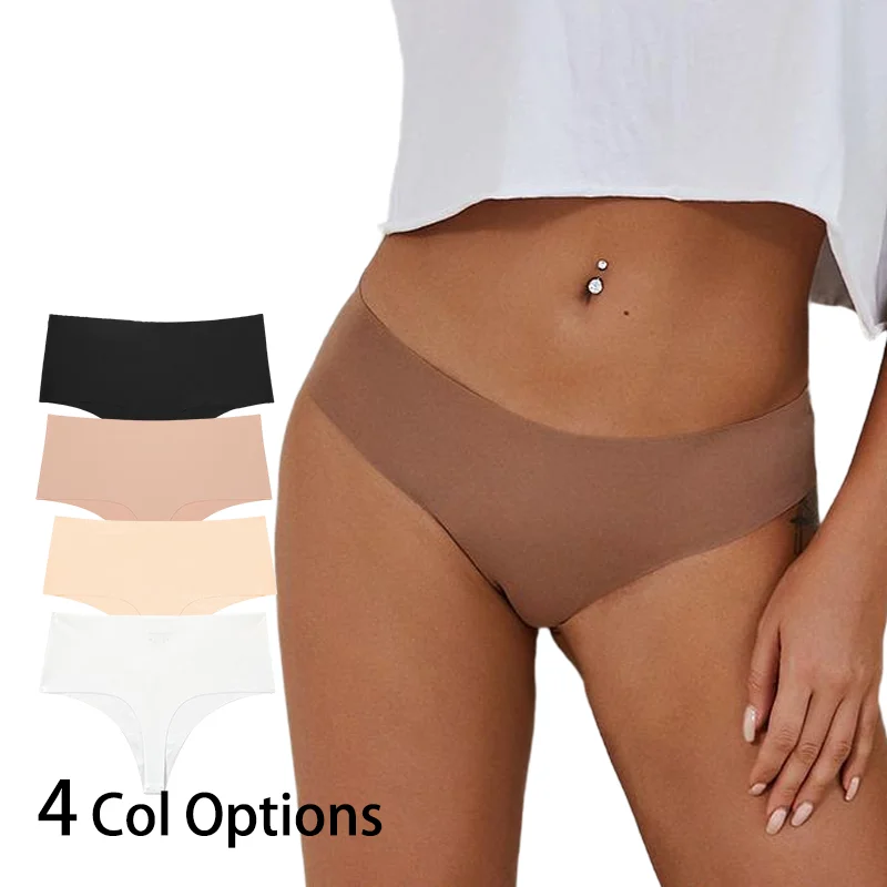 Nahtlose Damen-Tangas aus Eisseide in 4 Farboptionen, Unsichtbare Komfort-Unterwäsche, Atmungsaktiv und Tief Ausgeschnitten für Alltag und Yoga Image