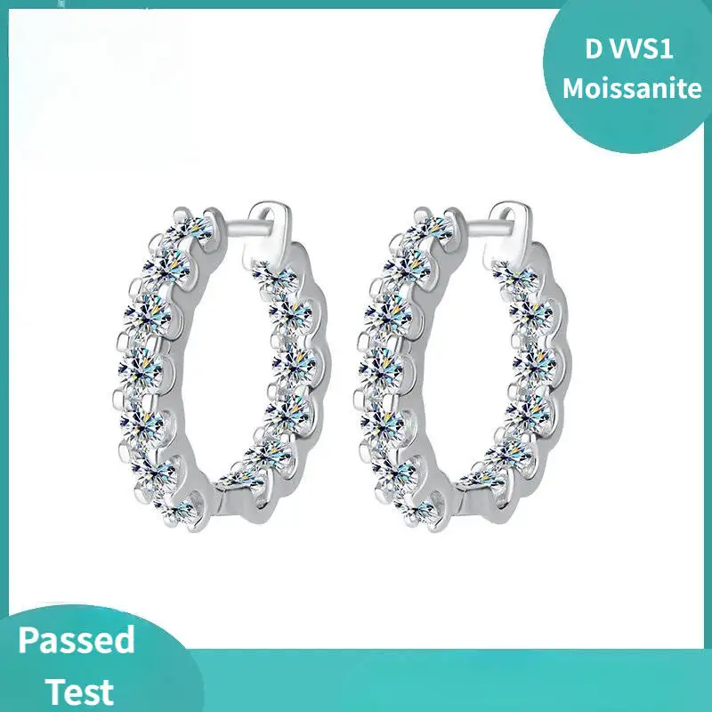 SG 2,6 ct D-Farbe Moissanit 925 Sterlingsilber vergoldet Weißgold Creolen für Damen Hochzeit Party Schmuck