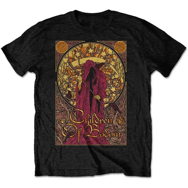 Y2k Children of Bodom's Dark Metal Band "Death God" bedrucktes kurzärmliges Baumwoll-T-Shirt Image