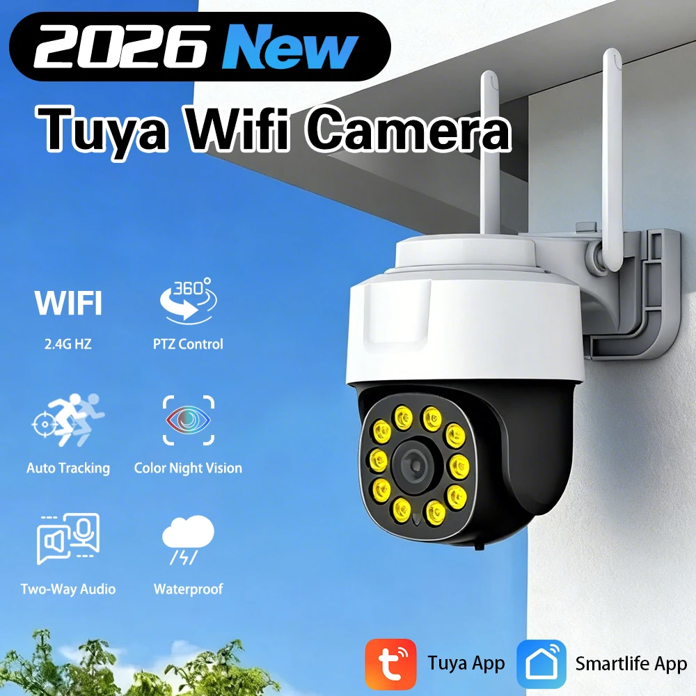 5MP Tuya WIFI PTZ IP-Kamera für den Außen- und Innenbereich, Heimsicherheitskameras, drahtlose Videoüberwachung, funktioniert mit der Tuya Smartlife App Image