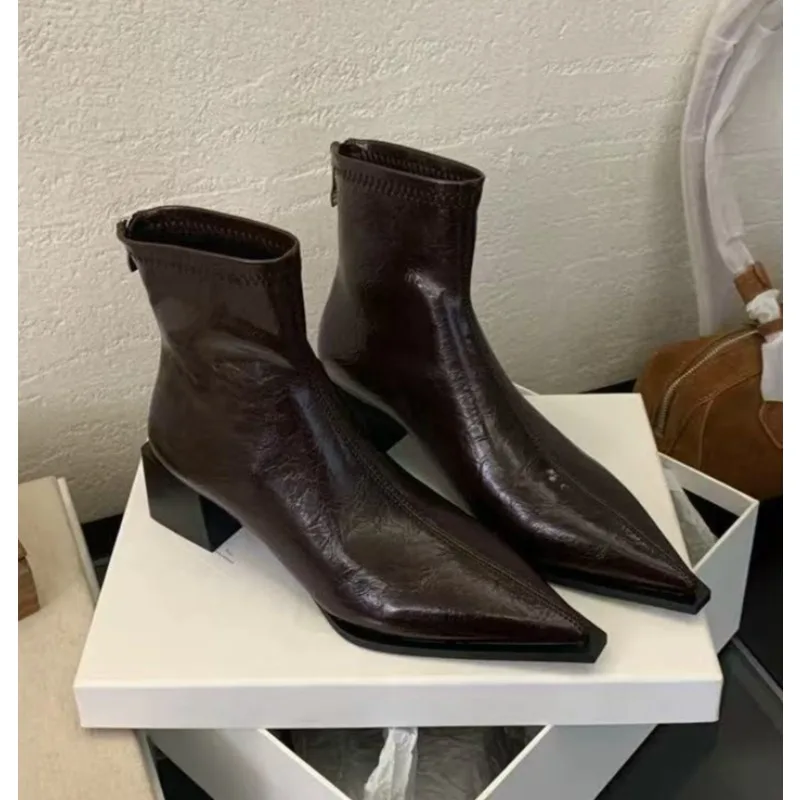 Herbst Frauen Stiefeletten Schuhe Mode Spitz Damen Kurze Boot Platz Niedrigen Ferse Casual Winter frauen Schuhe