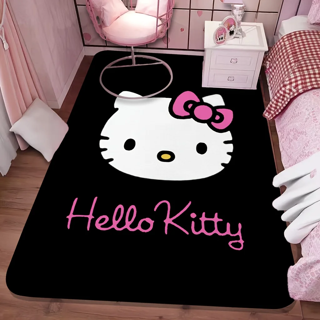 1 Stück Sanrio Hello Kitty Weiche Große Matte - Waschbarer, Rutschfester Läufer mit Niedlichem Cartoon-Design für Schlafzimmer, Wohnzimmer, Eingangsbereich