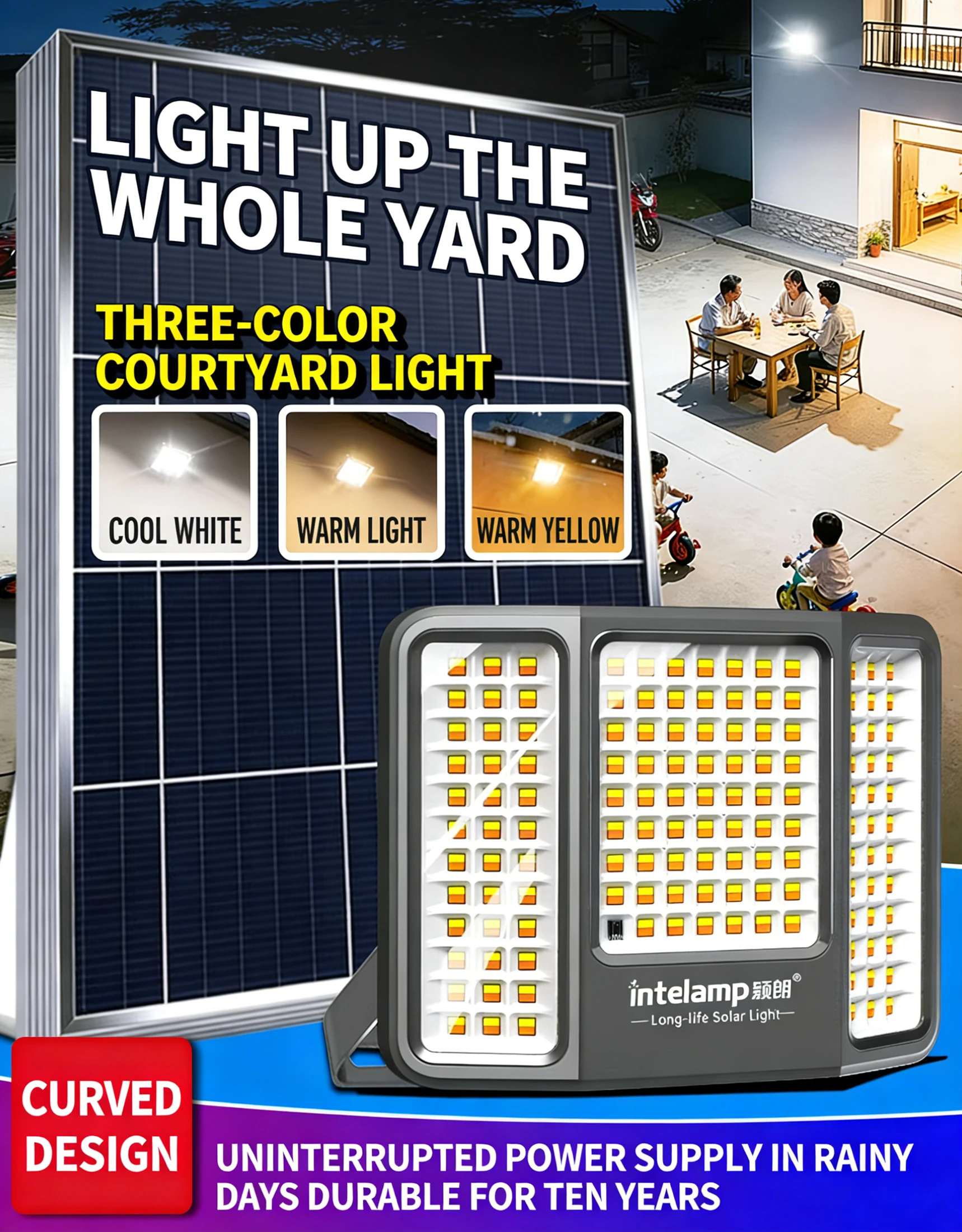 4500LM Solar-Flutlicht Außen-Solarlampe Sonnenlicht 3 Farbmodi Licht Fernbedienung Wasserdichte Garten-Straßen-Wand-Hoflampe solarleuchte außenbereich solarlampe für außen solarlampe für außen led