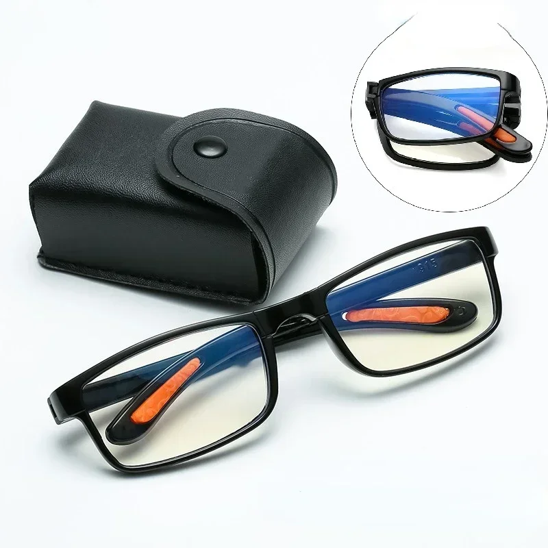 Tragbare faltbare Lesebrille für Männer und Frauen, Anti-Blaulicht-Lesebrille, Presbyopie-Brille, tragbares Brillenetui Image