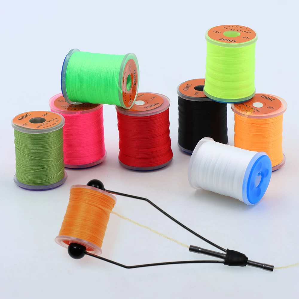 2 Stück/8 Stück 100 Yard 200D UV Fliegenbindegarn Premium Starkes Langlebiges Fliegenbindeschnur Spule Lachs- und Barschfliegen Bindegarn Material Image