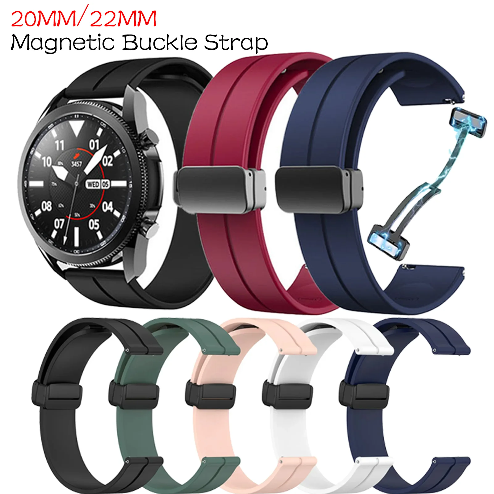 20mm 22mm Uhrenarmband für Samsung Galaxy Watch 6/4/5 Pro/Gear S3/Active 2/Classic Sport Magnetarmband für Huawei GT 2 2e 3 Armbänder Image
