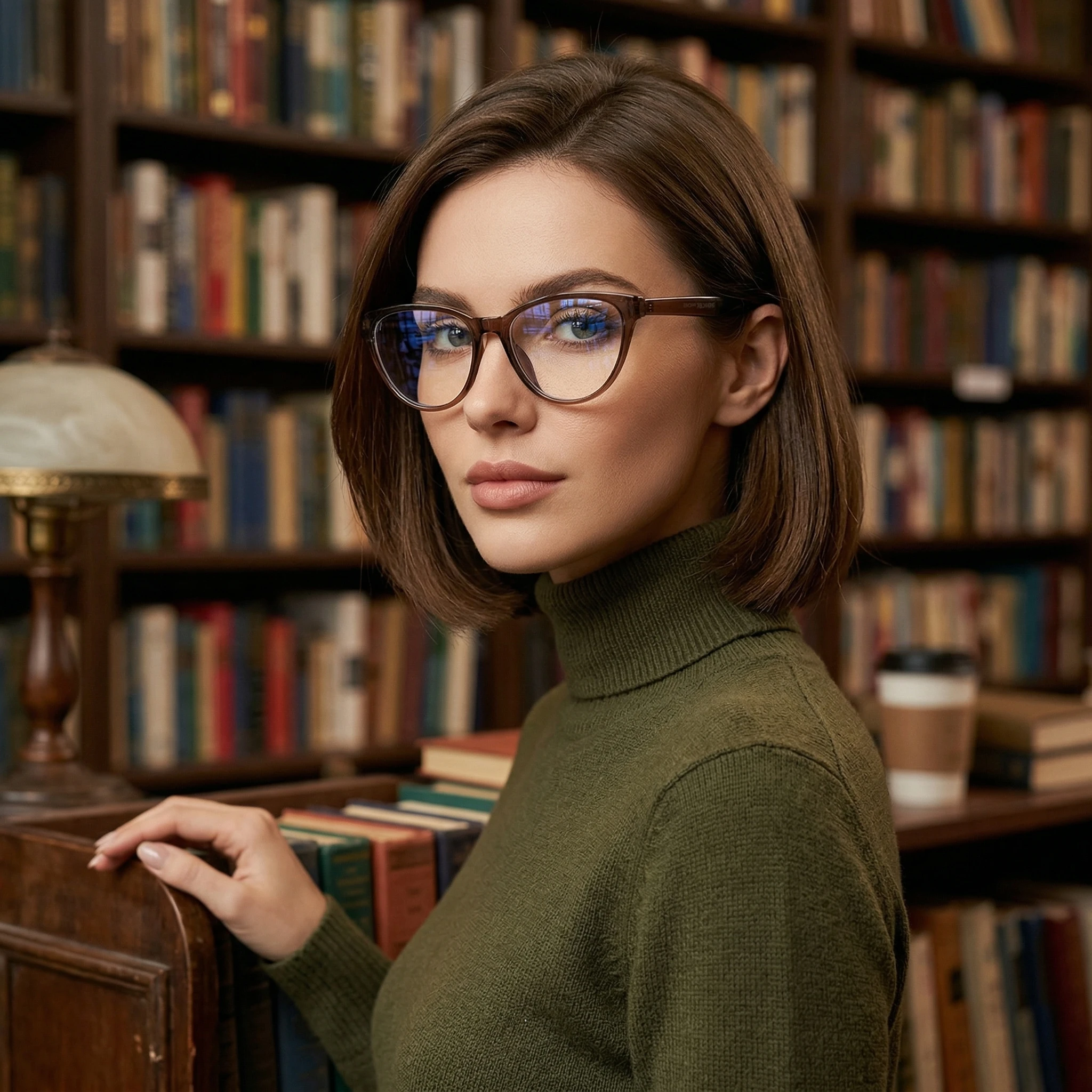 Minimalistische Katzenaugen-Brille mit Blaulichtfilter, Leichte Komfortable Alltagstaugliche Vielseitige Brillen mit Klaren Gläsern 3881 Image